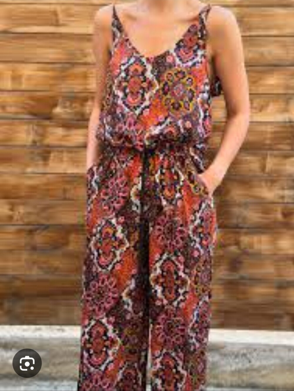H&M Floral Print Wide-Leg Jumpsuit - Red Multi